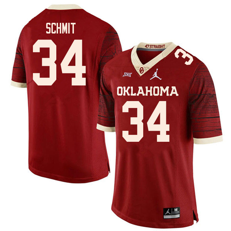 Men #34 Zach Schmit Oklahoma Sooners College Football Jerseys Sale-Retro